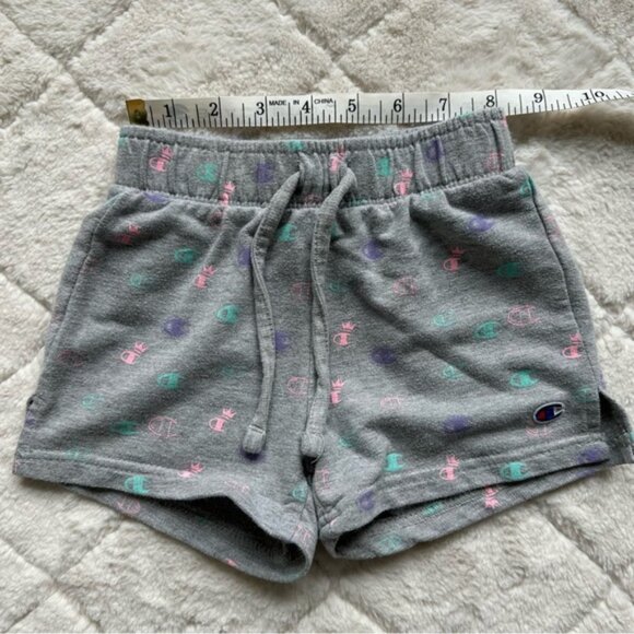 Champion | Gray & Pastel Allover Print French Terry Shorts | Size 2T - Picture 8 of 9
